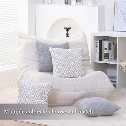 HPUK Throw Pillow Covers 20x20 Inch Set of 4, Linen Decorative Pillow Covers, Accent Cushion Covers for Couch Sofa Bed Bedroom Living Room Décor, Grey