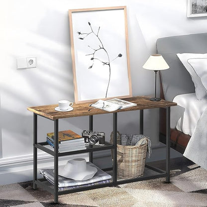 Rustic Wood Bench with 3-Tier Shoe Rack for Small Spaces - Free Standing Shoe Storage Shelf with Boot Organizer