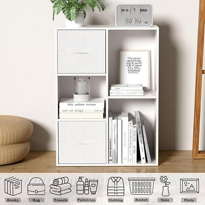 Cube Bookshelf, White Wooden Cube Storage Organizer, Freestanding Book Shelf, Cubby Shelf, Perfect Shelves for Bedroom, Kids Room, Closet, Classroom & Office (5-Cube)