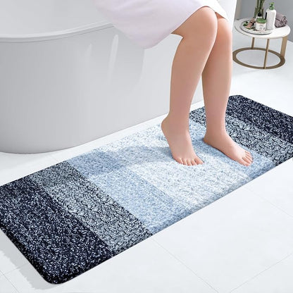 OLANLY Bathroom Runner Rugs Mat 47x17, Extra Soft Absorbent Microfiber Bath Rugs, Rubber Backing, Quick Dry, Washable Long Bath Mats for Bathroom, Tub and Shower, Home Decor Accessories, Navy Blue