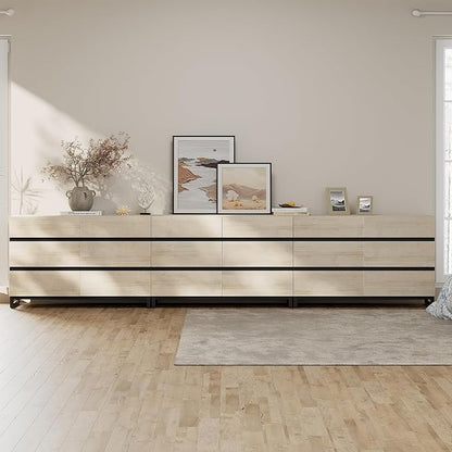 WAMPAT Dresser for Bedroom, Closet Organizers and Storage with 18 Drawers, Chest of Drawers with Metal Base, Wooden Modern Dresser for Living Room, Bedroom, Entryway, Light Oak