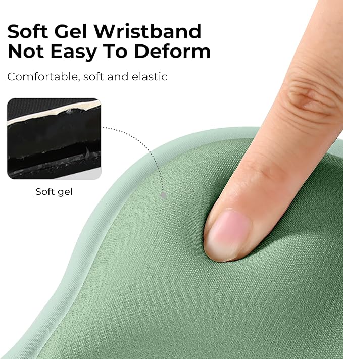 EooCoo Ergonomic Mouse Pad with Gel Wrist Rest Support Middle Concave Design, Relieve Wrist Pain Mousepad, Non-Slip Base for Laptop, Office Desk Accessories, Carpal Tunnel Syndrome-Avocado Green