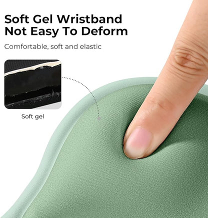 EooCoo Ergonomic Mouse Pad with Gel Wrist Rest Support Middle Concave Design, Relieve Wrist Pain Mousepad, Non-Slip Base for Laptop, Office Desk Accessories, Carpal Tunnel Syndrome-Avocado Green