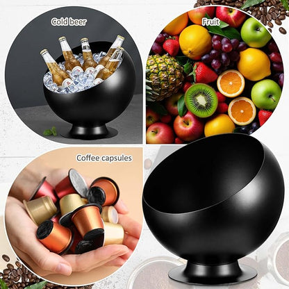 1 Pc Large Capacity Coffee Pod Holder for Countertop, Metal Capsule Organizer for Coffee Bar and Kitchen, Open Storage Bowl for Single-serve Pods (Black)