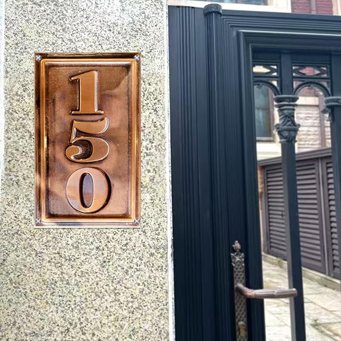 Address Signs for Houses Yard Personalized Copper metal Vertical Address Plaque House Number for Outside Modern Address Sign Home Address Numbers for House