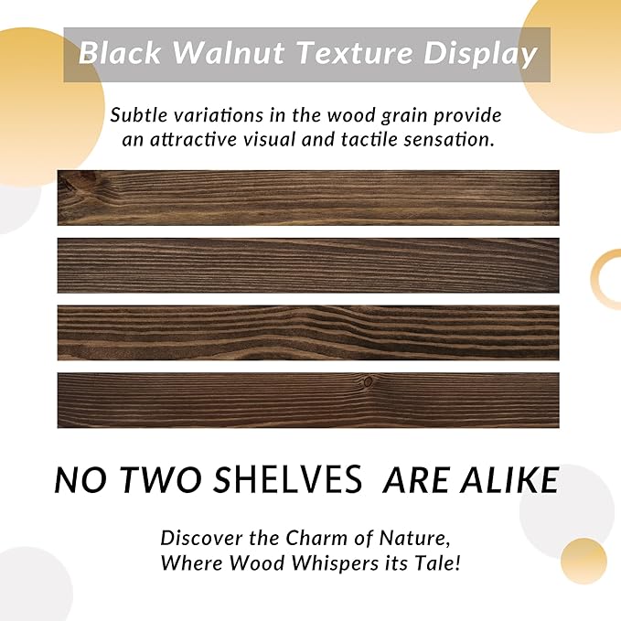 Rusitc Floating Shelves 48 inch Long 8 "deep Set of 1, Heavy Duty Wood Wall Mounted Shelves for Bathroom Living Room Kitchen,Book Shelves with Thickened Hidden Bracket-Walnut