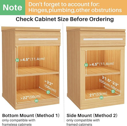 2Pack Pull Out Cabinet Organizer, Soft Close Wooden Slide Out Drawers for Pots, Full-extension Roll Out Shelves for Kitchen Cabinets, Pantry Organization, Bottom and Side Mount(21"W X 21"D x 3.4''H)