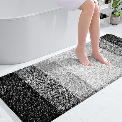 OLANLY Large Bathroom Rugs Mat 50x30, Extra Soft Absorbent Microfiber Bath Rugs, Rubber Backing, Quick Dry, Machine Washable Bath Mats for Bathroom Floor, Tub and Shower, Home Decor Accessories, Black