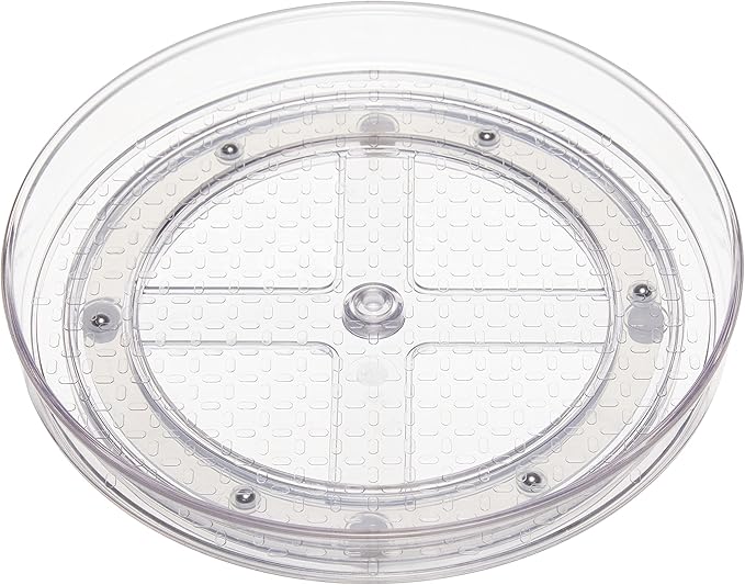 Amazon Basics Clear Rotating Lazy Susan Turntable Organizer for Condiments, 9-Inch (Pack of 16)