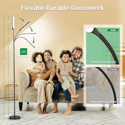 Dimmable LED Floor Lamp, Super Bright Reading Lamps Floor Standing lamp with Remote & Touch Control, Stepless Dimming & 2700K-6500K Color Temperature, for Living Room Bedroom Office, 2 Pack