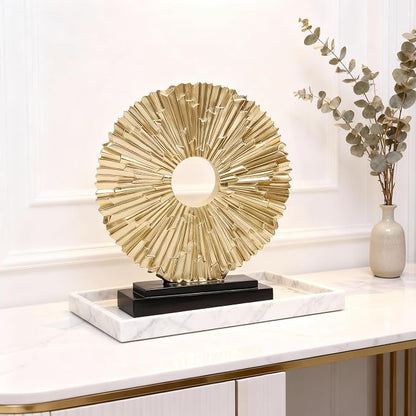 DOVDOV Gold Home Decor Sculpture, Unique Round line Statue, Modern Home Decor, Decorative Panel Statue Gold Decoration for Living Room TV Stand, Office, Bedroom, Dining Table Centerpiece.