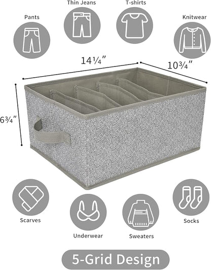 GRANNY SAYS Pants Organizer for Closet, Drawer Organizers for Clothing, Wardrobe Clothes Organizers with Divider, Clothes Organizers and Storage, Jeans, Tshirt, Organizer, Gray, 6-Pack