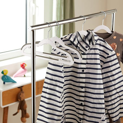 Amazon Basics Plastic Kids Clothes Hangers, Non-Slip 30-Pack, White and Black, 12.8 L x 8 W x 0.2 T inch