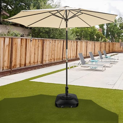 QZER Umbrella Base with 5 Wheels, Upgraded 145lb Umbrella Stand Base, Heavy Duty & Windproof, Fillable Umbrella Base Mobile Umbrella Outdoor for Patio, Deck, Poolside, Lawn, Fits Most Sized Umbrellas