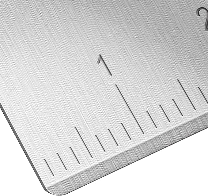 Upgraded 304 Stainless Steel Multi-Purpose Bench Scraper with Measurement Marks, Dishwasher Safe, Dough Cutter for Pizza, Bread and Cookie Dough Vegetable Chopper, Baking Supplies, Blue