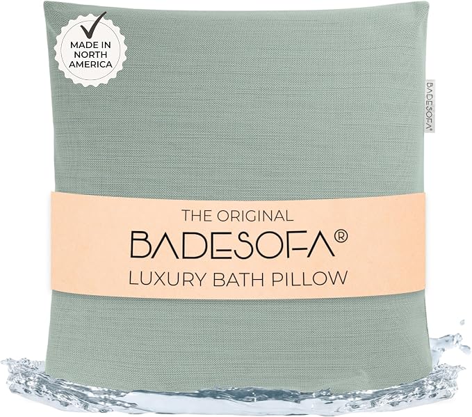 BADESOFA® Luxury Bath Pillow M - Lusciously Soft & Comfortable Tub Pillow for Bathtub - Washable & Quick-Drying Bath Back Pillow - Non-Slip Full Body Tub Pillow - Luxury Spa Cushion in Green