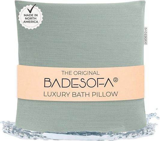 BADESOFA® Luxury Bath Pillow M - Lusciously Soft & Comfortable Tub Pillow for Bathtub - Washable & Quick-Drying Bath Back Pillow - Non-Slip Full Body Tub Pillow - Luxury Spa Cushion in Green