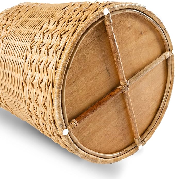 The Basket Lady Round Wicker Hamper | Wicker Laundry Hamper Nested Set of 2 Sandstone