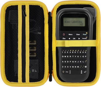 Lebakort Storage Case Compatible with Brother P-Touch PTH110 / PTH111 Pro / PTE110 Portable Monochrome Label Maker (Black+Yellow Zipper Case)