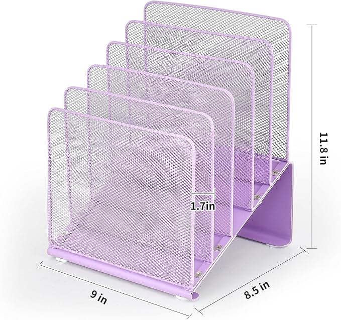 LEKETREE File Organizer for Desk, File Folder Organizer with 5-Section Vertical Rack, Suitable for Home Office Document Organization and Storage(Grape Purple)
