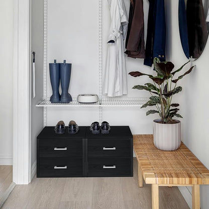 BOLUO Stackable Storage Drawers Closet Organizers and Storage Fabric Black 2 Drawer Dresser for Bedroom Modern