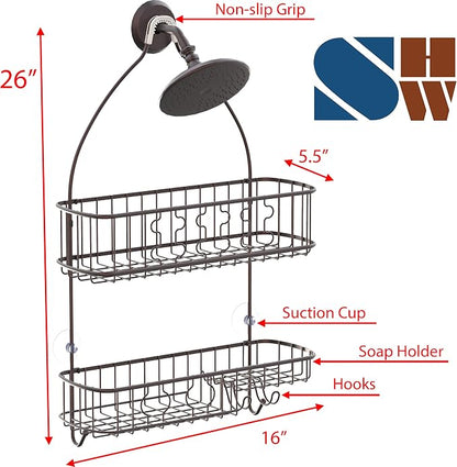 Simple Houseware Bathroom Hanging Shower Head Caddy Organizer, Bronze (26 x 16 x 5.5 inches)