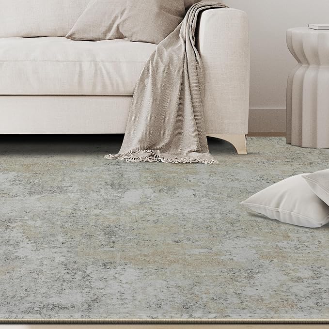 5x7 Area Rugs for Living Room Rug Washable: Abstract Rug for Dining Room Bedroom Carpet Non Slip 5 by 7 Indoor Modern Nursery Home Office Beige Grey