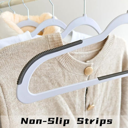 30 Pack Non Slip Hangers, Plastic Clothes Hangers 17.7 Inch - Heavy Duty & Space Saving Slim Hangers with 360° Swivel Hook for Adults, Anti-Slip Strips for Coat, Shirt, Pants (Gray, 30)