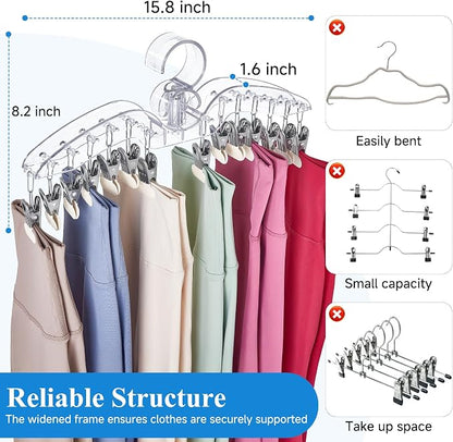 Clear Legging Organizer for Closet Hanging, 2 Pack 28 Coated Metal Clips Space Saving Pants Hangers, Wardrobes Organizer and Storage in Gym Bedroom Apartment
