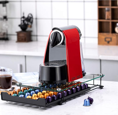 Coffee Pod Storage Holder Capsules Originaline Drawer Organizer, Crystal Tempered Glass (60 pods)