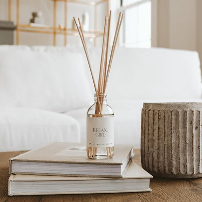Sweet Water Decor Relax Girl Clear Reed Diffuser Set – Aromatherapy Home Fragrance with Peppermint, Cedar, Clove & Eucalyptus Notes – Long-Lasting Scent for Bedroom & Bathroom – Lasts Up to 4 Months