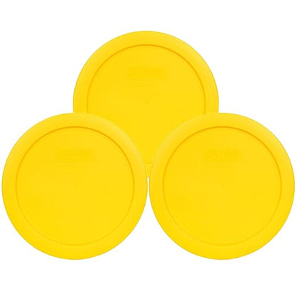 Pyrex 7201-PC 4 Cup Meyer Lemon Yellow Food Storage Replacement Lids (3-Pack) - Made in USA