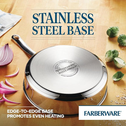 Farberware Millennium Stainless Steel Nonstick Cookware Induction Pots and Pans Set, 10-Piece Kitchenware Set
