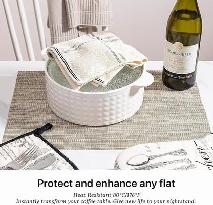 LEXMORE Placemat Set of 4 Vinyl/Plastic Woven Place Mats for Kitchen Table Indoor/Outdoor Washable Placemat Wipeable Dining Table Mats(Caramel)