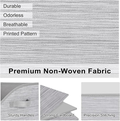 WUIKE Closet Organizers and Storage, Foldable Trapezoid Storage Bins with Handles, Clothes Storage Bins, Closet Shelf Organizer for Wardrobe, Light Gray/Slub Gary, Extra Large, 3-Pack