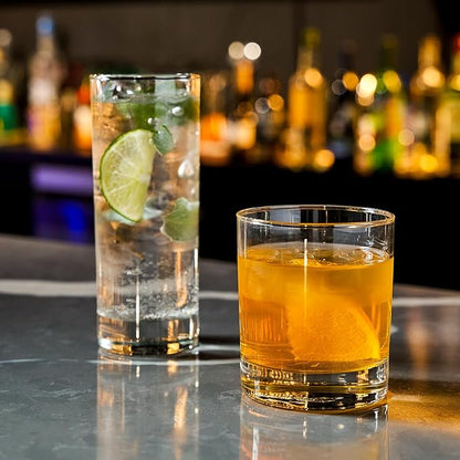 LEMONSODA Premium Highball 12oz/15oz Glass Sets - Elegant Tom Collins Glasses - Tall Water Drinking Glasses - Bar Glassware for Mojito, Whiskey, Cocktail (10oz, Set of 6)