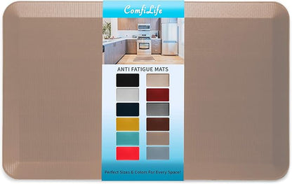 ComfiLife Anti Fatigue Floor Mat – 3/4 Inch Thick Kitchen Mats for Floor, Standing Desk Mat, Kitchen Rug – Comfort at Home, Office – Durable – Stain Resistant – Non-Slip Bottom (20" x 32", Beige)