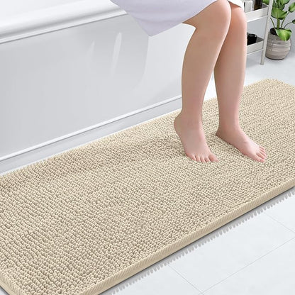 OLANLY Bathroom Runner Rugs 70x24, Extra Soft Absorbent Chenille Bath Rugs, Rubber Backing Quick Dry, Machine Washable Long Bath Mats for Bathroom Floor, Tub and Shower, Home Decor Accessories, Sand