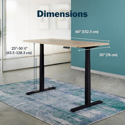 Vari ComfortEdge 60x30 Inch Adjustable Electric Standing Desk – Sit Stand VariDesk with Memory Presets, Sloped Edge, 200 LB Capacity + Tool-Free Assembly (Light Wood Top/Black Legs)