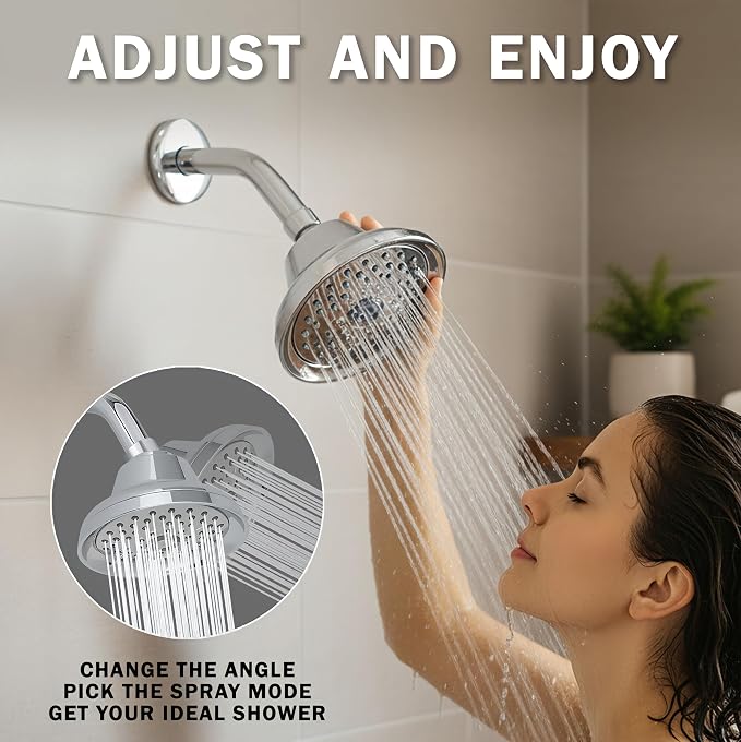 Aqua Elegante Massage Shower Head With Mist - High Pressure Boosting, Adjustable Massaging Rainfall Showerhead For Low Flow Showers With Water Saving Nozzles - 1.8 GPM - Polished Chrome