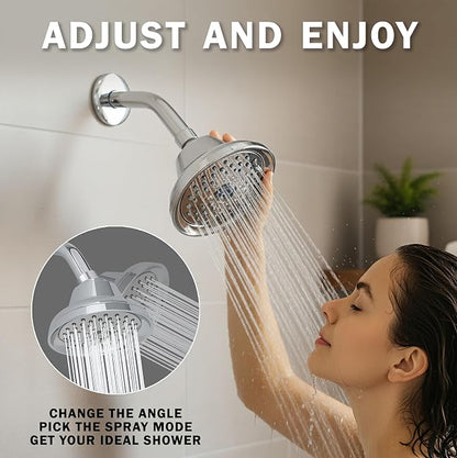 Aqua Elegante Massage Shower Head With Mist - High Pressure Boosting, Adjustable Massaging Rainfall Showerhead For Low Flow Showers With Water Saving Nozzles - 1.8 GPM - Polished Chrome