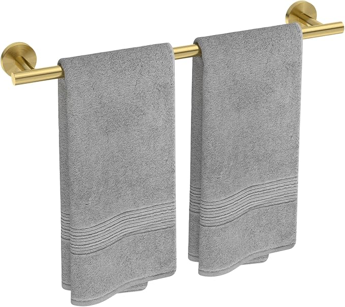 USHOWER Light Gold Towel Bar, 22-Inch Towel Racks for Bathroom Wall-Mounted, SUS304 Stainless Steel Towel Rod (Total Length 24-Inch)