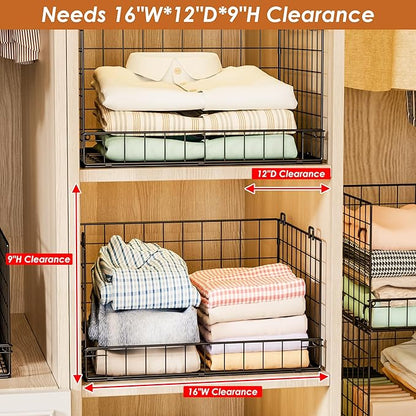Yociyoga 3-Tier Stackable Closet Organizers and Storage Shelves, Foldable Closet Shelf Organizer, Stackable Storage Bins Drawers for Closet Organizer System, Black(Patent No. 30022416)
