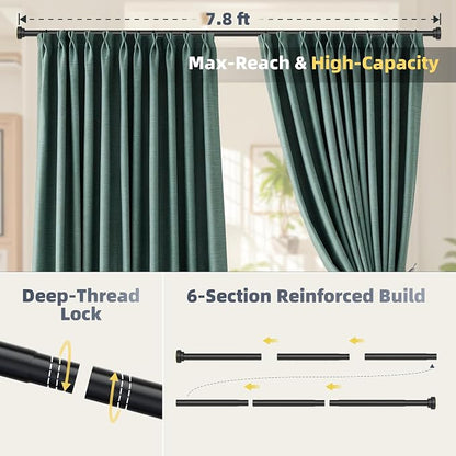 STARLATTA Long Tension Shower Curtain Rod 31-94 Inch: 1.1" Dia Rustproof Stainless Steel, No Drilling Heavy Duty, Adjustable Room Divider for Bathroom Window, Matte Black