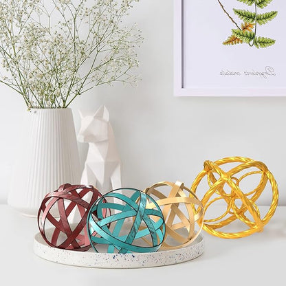 Everydecor Decorative Sphere for Home Decor - Trendy Gold, Hand Painted, Modern Decorative Balls for Living Room, Bedroom, Kitchen, Bathroom, Office - Table Decorative Orbs for Centerpiece