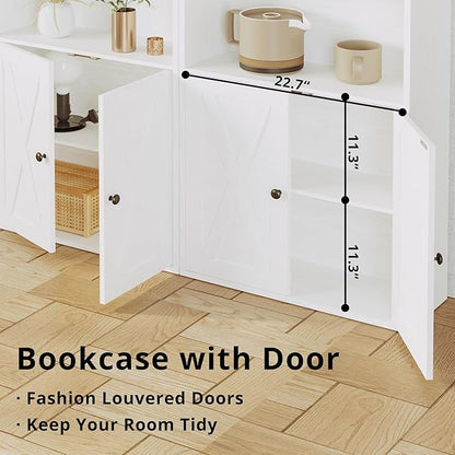 IRONCK Industrial Bookshelves and Bookcases with Doors 11.8 in Depth Floor Standing 5 Shelf Display Storage Shelves Bookcase Home Decor Furniture for Home, Office, Living Room, Bedroom