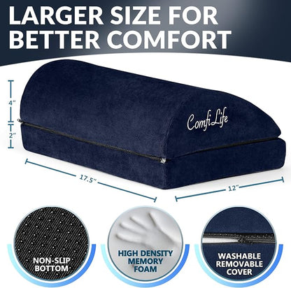 ComfiLife Foot Rest for Under Desk at Work – Adjustable Desk FootRest for Office Chair, Gaming Accessories – Ergonomic Teardrop Design for Back, Hip & Leg Pain Relief – 100% Memory Foam (Navy)