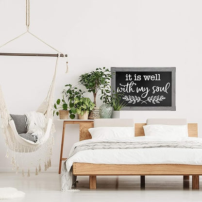 Loddie Doddie Chalk Board - 20 x 30 in Gray Rustic Wood Frame - Magnetic Board for Wall - Chalkboard Signs & Magnet Display - Chalkboard Calendar for Wall