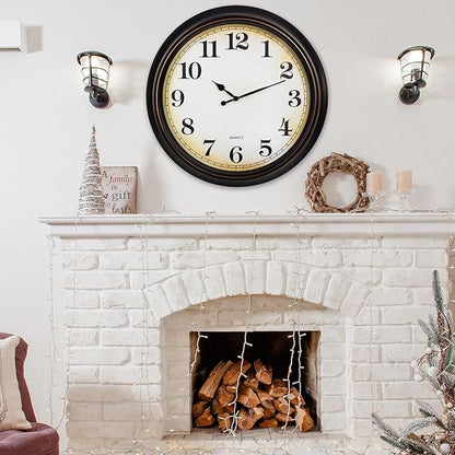 24 Inch Large Wall Clock for Living Room Decor,Silent Vintage Wall Clocks Battery Operated for Living Room Farmhouse Office Gifts(Bronze)