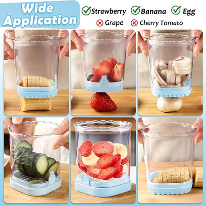 Creative Strawberry & Fruit Slicer - Detachable Cutter with Push Plate (Light Blue)
